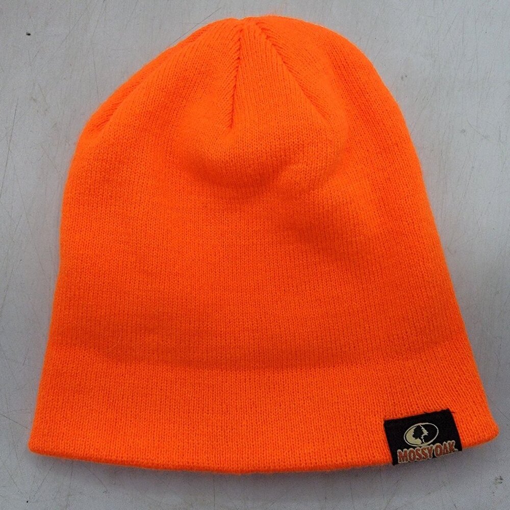 Mossy Oak Blaze Orange Beanie Hat Winter Warm Snow Casual Comfort Stretch